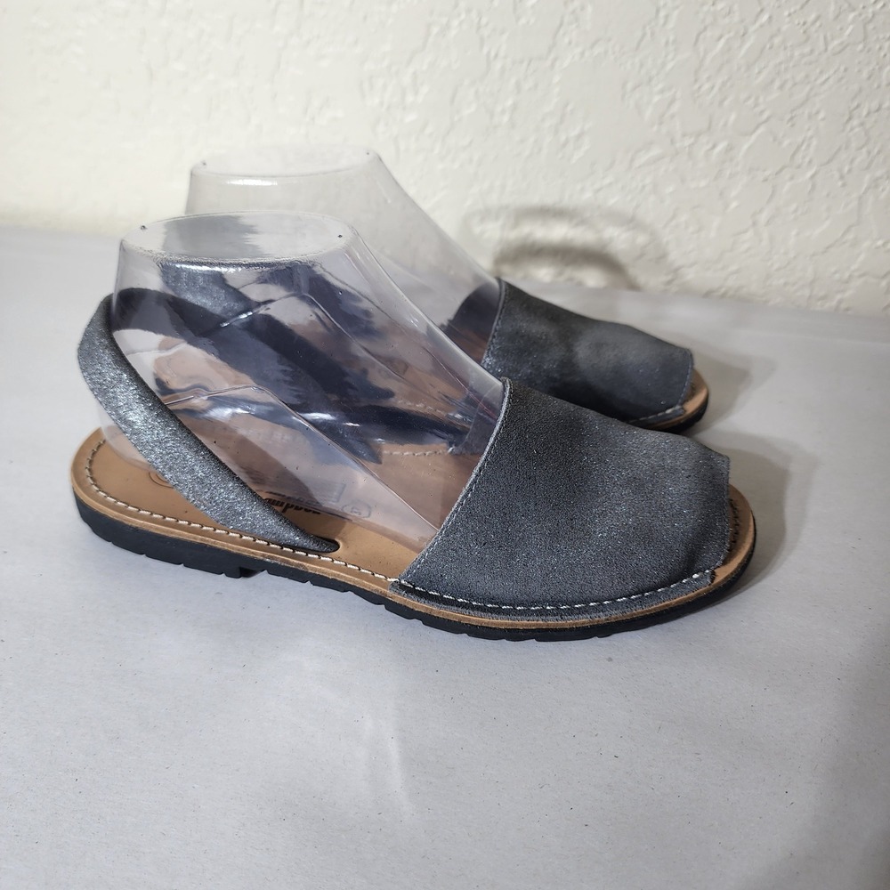 Jeffrey Campbell Gray Metallic Avarca Slingback Sandals Made in Spain Size 37